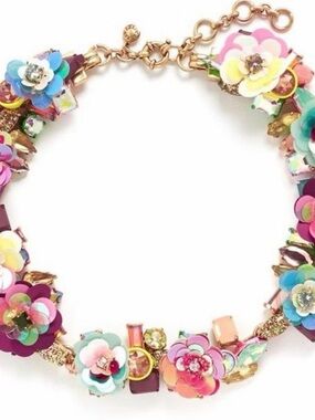 J. Crew Multicolor Floral Cluster Necklace in Gold-Tone